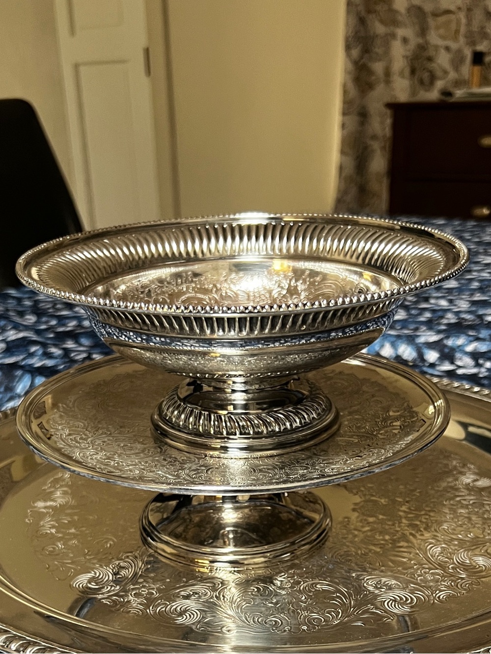 Vintage English silverplate pedestal compote bowl